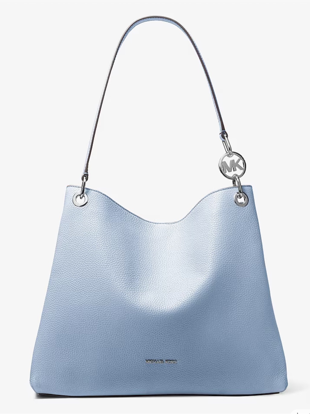 Michael Kors Christina Large Pebbled Leather Shoulder Tote Bag Pale Ocean Nwt